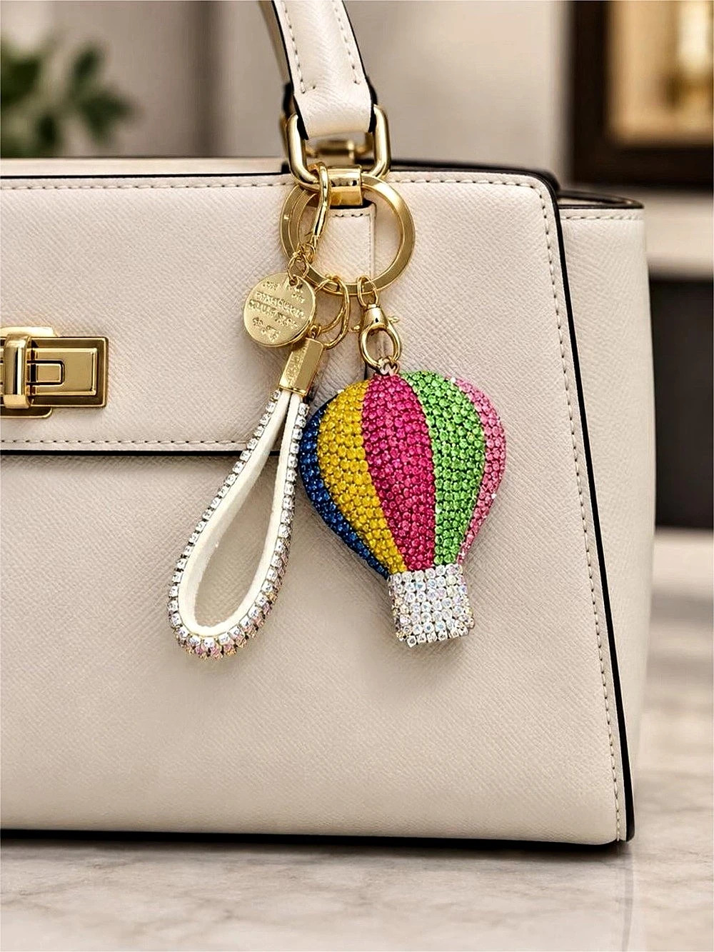 Rhinestone Hot Air Balloon Keychain